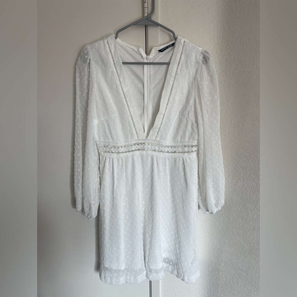 SHEIN eyelet white dress